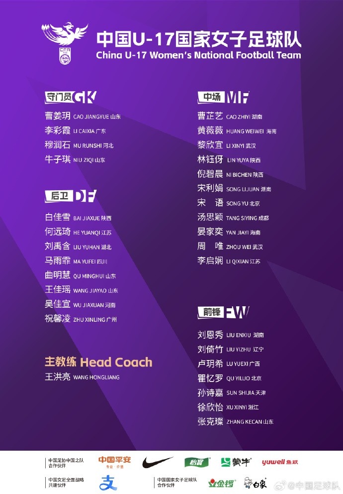 U17女足30人将在苏州集训备战世界杯,姜宁、朱挺担任训练员